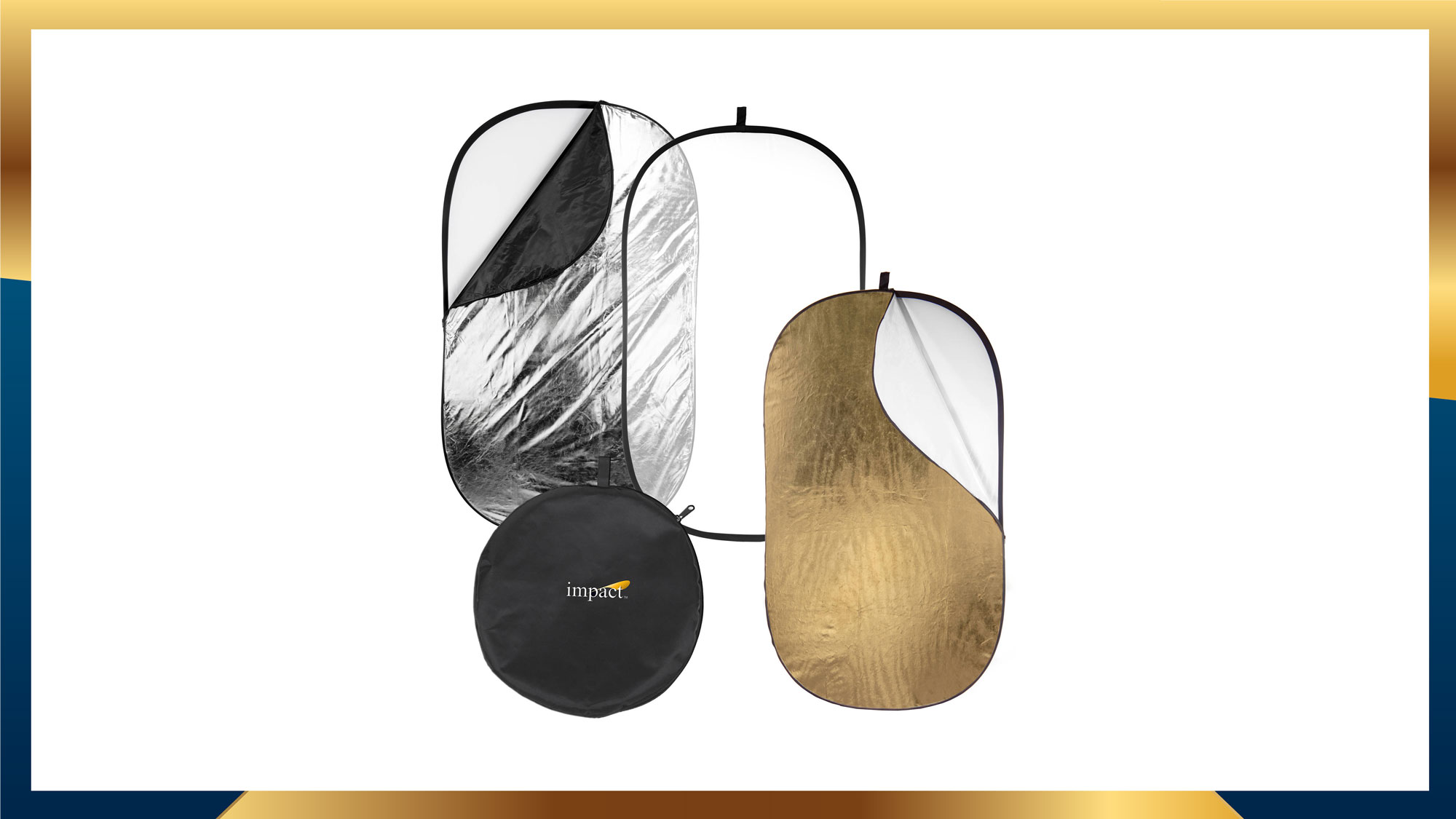 Impact 5-in-1 Collapsible Oval Reflector with Solid Gold