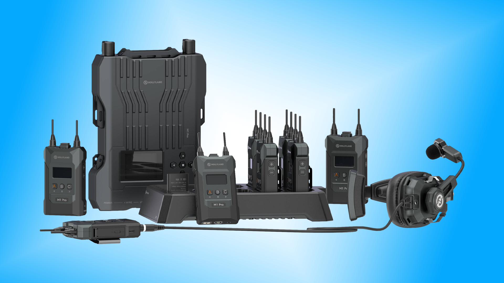 Hollyland Solidcom M1 Pro Full-Duplex Wireless Intercom System with 8 Beltpacks & Single-Ear Headsets Hollyland Solidcom M1 Pro Full-Duplex Wireless Intercom System with 8 Beltpacks & Single-Ear Headsets