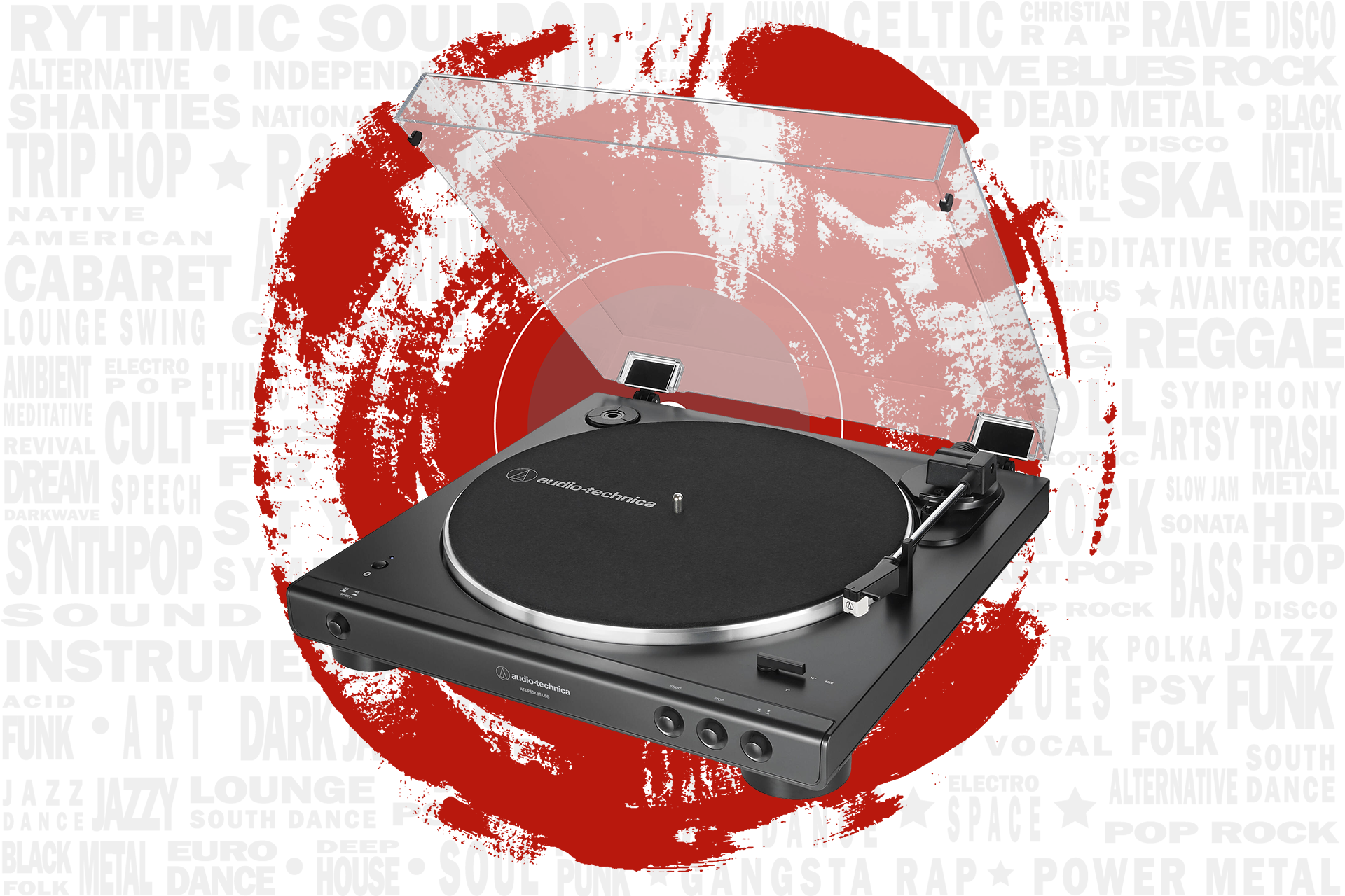 Audio-Technica Consumer AT-LP60XBT-USB-BK Fully Automatic Two-Speed Stereo Turntable with Bluetooth & USB