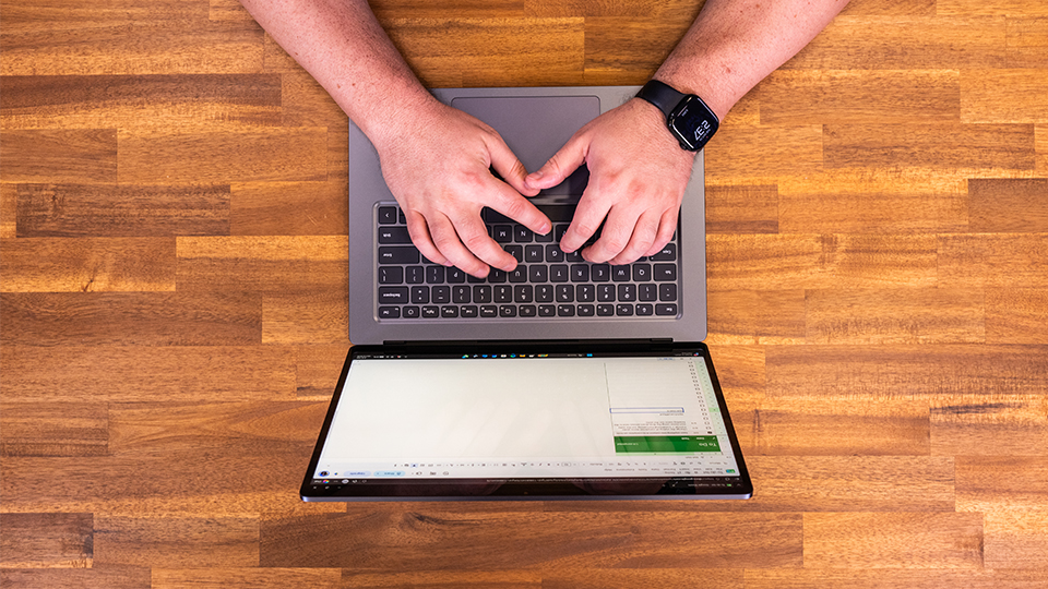 Microsoft 15 inch Surface Laptop Ultra overhead shot