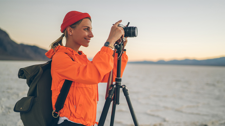  Woman with tripod taking photo