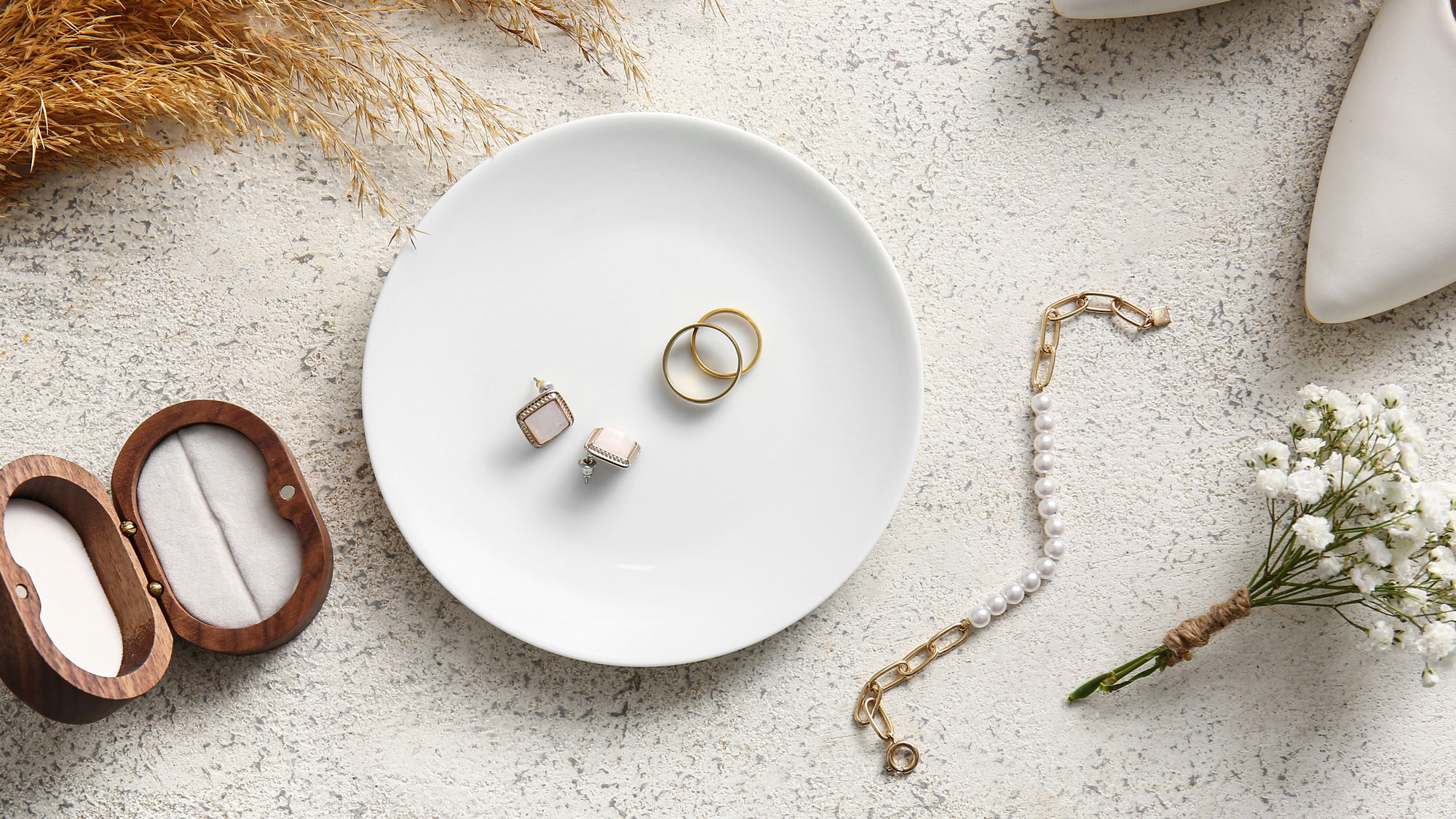 Flat lays can showcase the bride and groom’s effects side by side but can also be broken up individually.