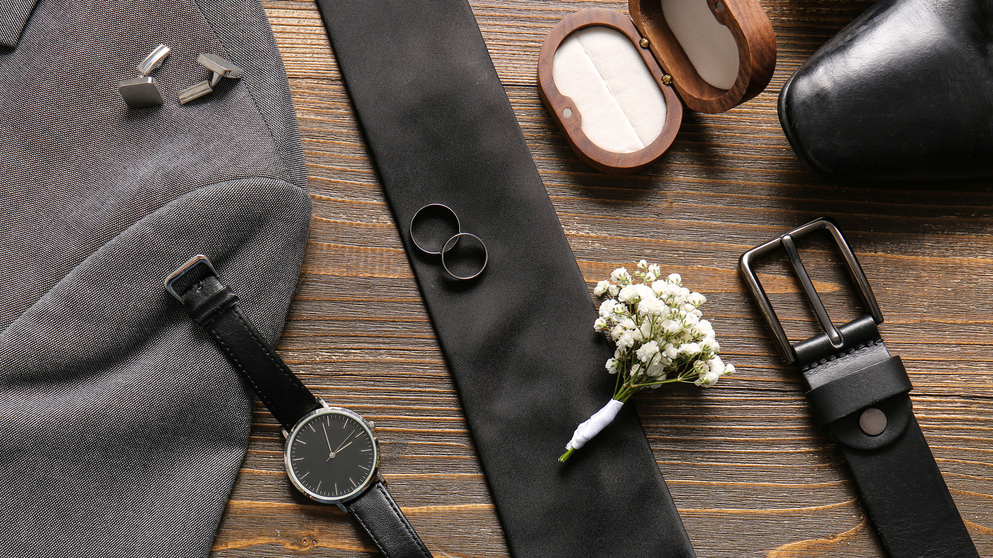 Choosing a different background for the groom’s flat lays can not only add variety to your images but differentiate them from the brides. Remember, flat lays can serve as portraits of your clients!