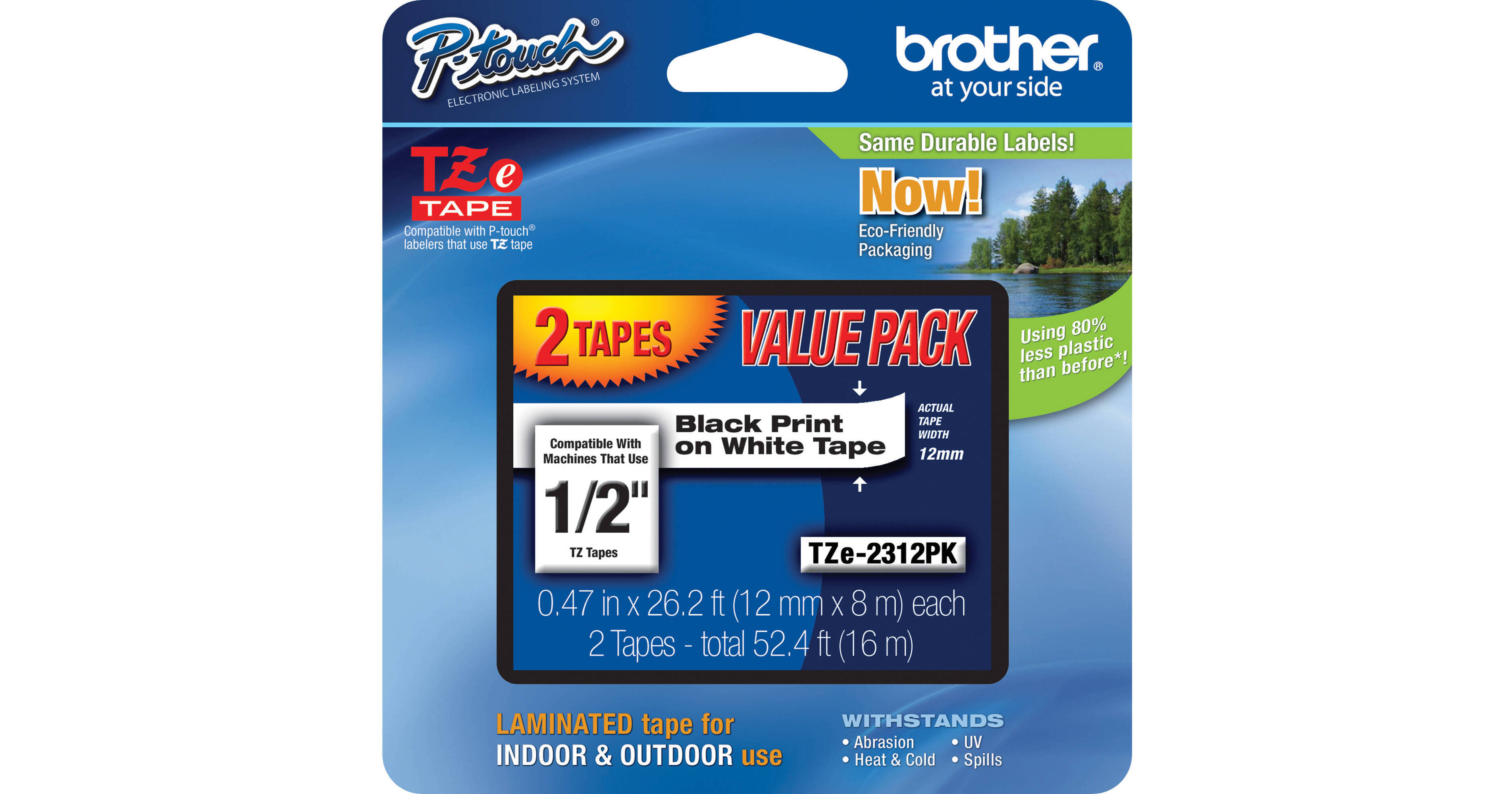 Brother TZe231 Laminated Tape for P-Touch Labelers TZE-2312PKG