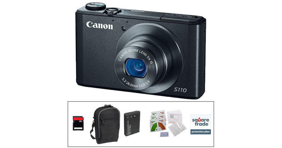 Canon PowerShot S110 Digital Camera Deluxe Kit (Black) B&H