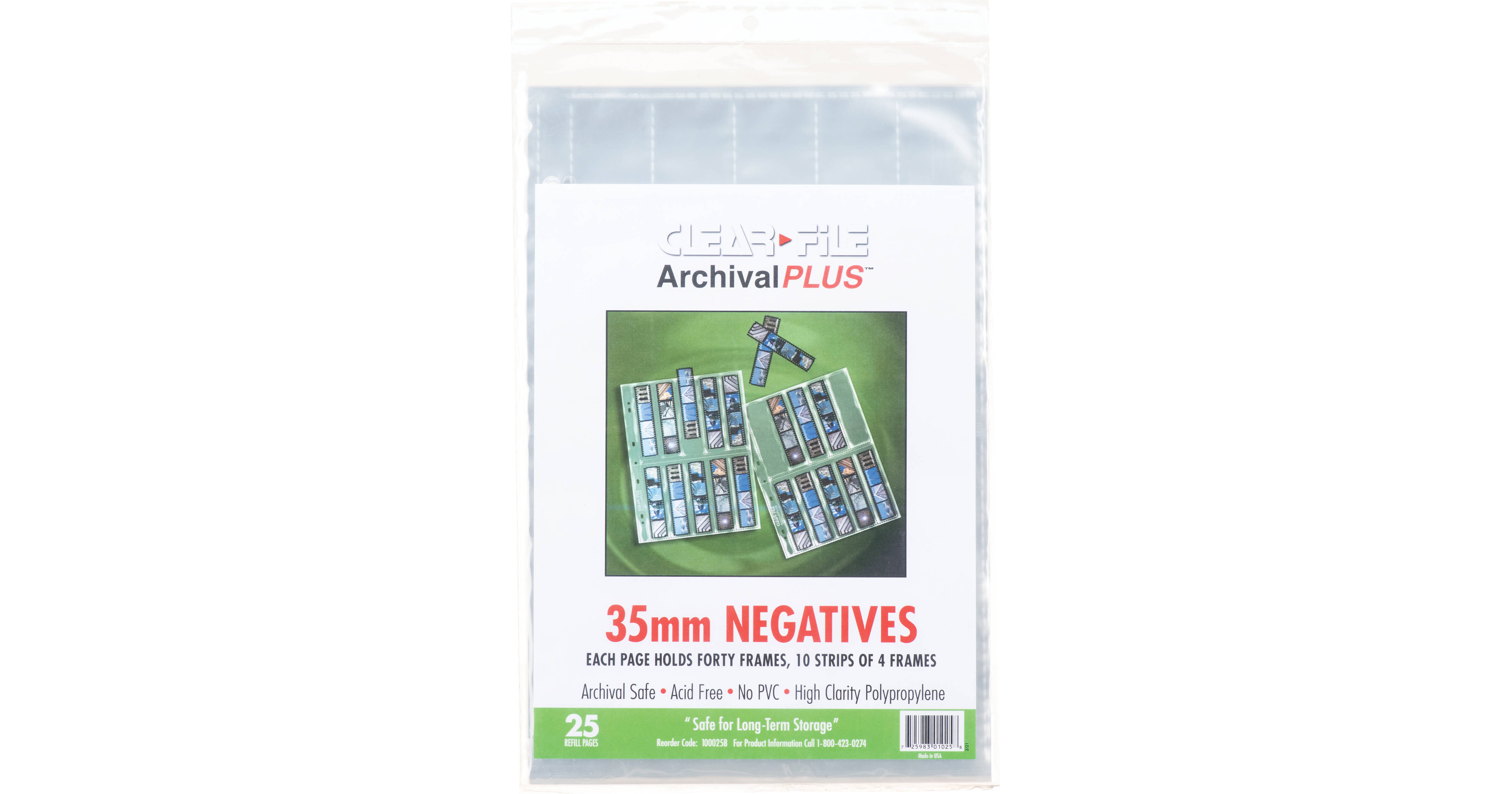 ClearFile Archival Plus Negative Page, 35mm, 10-Strips of