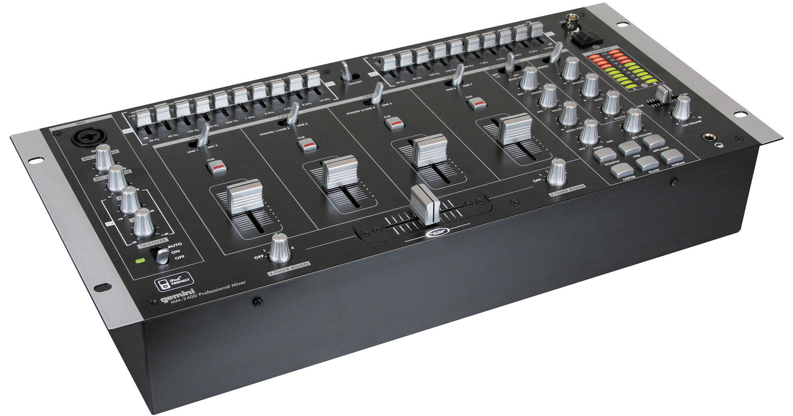 みみ★2点 Gemini MM-2400 4-Channel Rack Mounted DJ Mixer with Sound