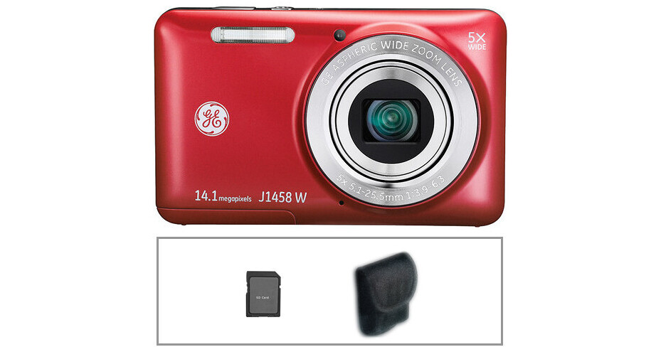 Ge Digital Camera Megapixel Refurbished: GE E1486TW Red MP 28mm