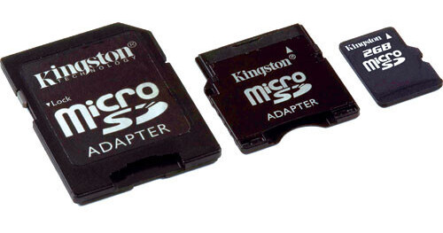 Kingston 2GB microSD Memory Card with Two Adapters SDC/2GB-2ADP