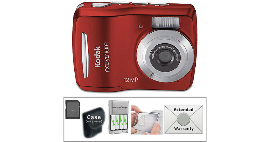 Kodak EASYSHARE C1505 Digital Camera (Red) with Deluxe Accessory