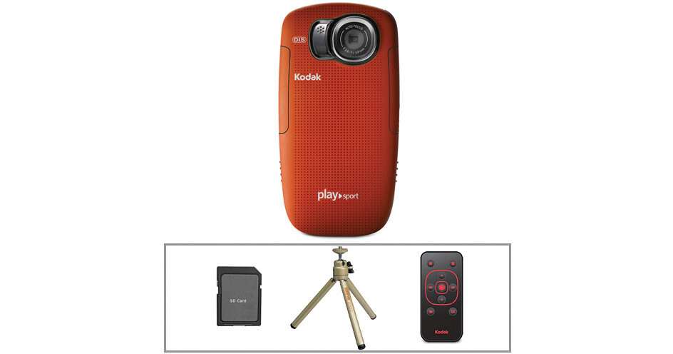 Kodak PLAYSPORT Zx5 Video Camera with Basic Accessory Kit (Red)