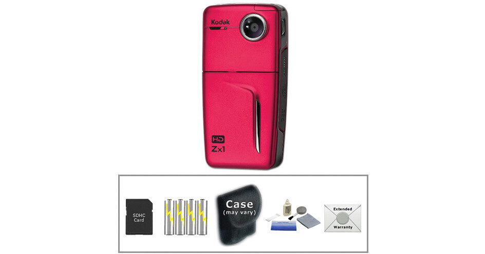 Kodak Zx1 Pocket Video Camera Advanced Kit (Red) B&H Photo Video