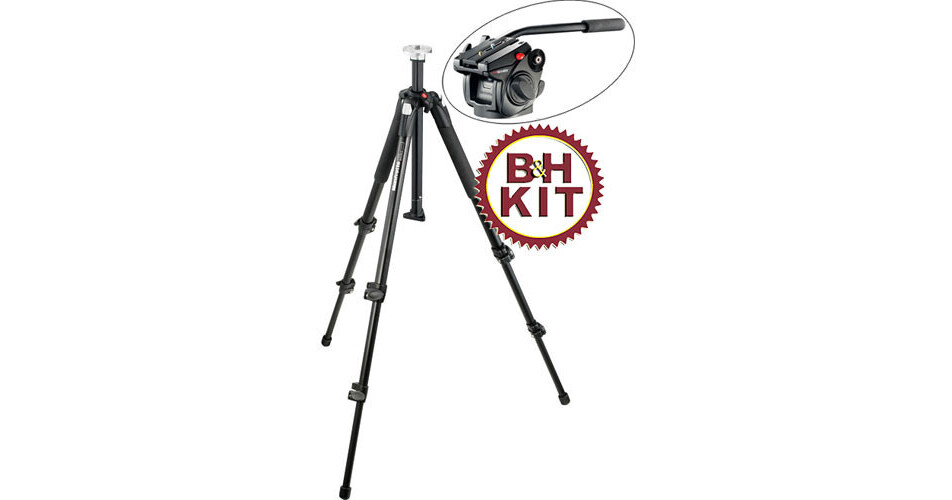 Manfrotto 190XB 3-Section Tripod with 501HDV Head B&H Photo