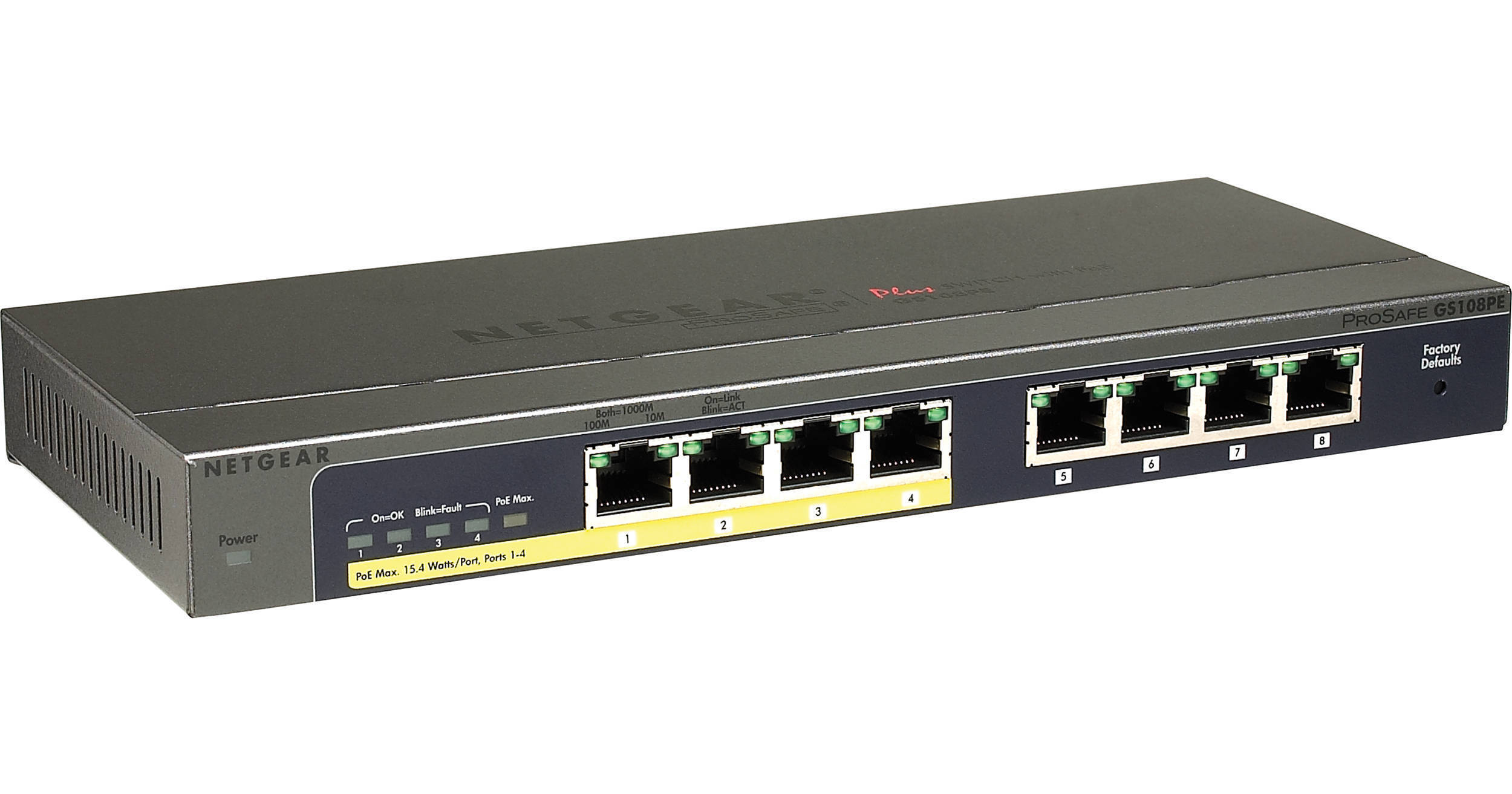 NETGEAR Prosafe Plus GS108PE 8-Port Gigabit GS108PE-100NAS B&H