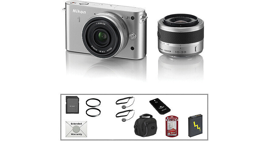 Nikon 1 J1 Mirrorless Digital Camera with 10mm WA/10-30mm Zoom