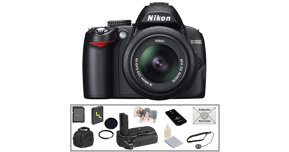 Nikon D3000 Digital SLR Camera w/18-55mm Lens & Deluxe Kit B&H