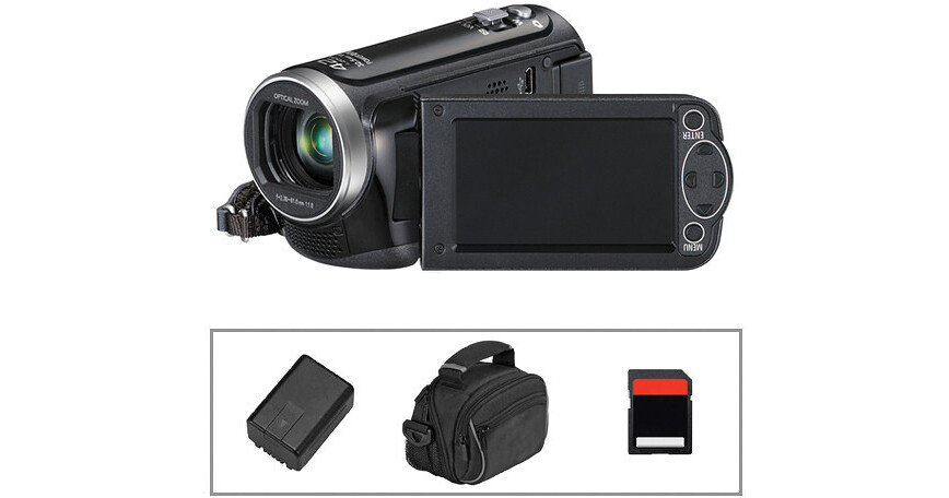 Panasonic HC-V100 HD Camcorder, Battery, Camera Bag & Memory