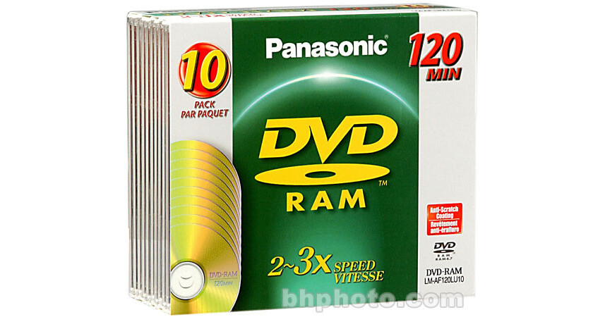 Panasonic LMAF120LU10 DVD-RAM Disc (10) LM-AF120LU10 B&H Photo