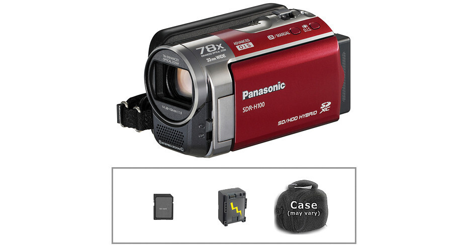 Panasonic SDR-H100 Camcorder with Basic Accessory Kit (Red) B&H