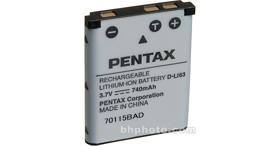 Pentax D-LI63 Rechargeable Lithium-Ion Battery 39587 B&H Photo