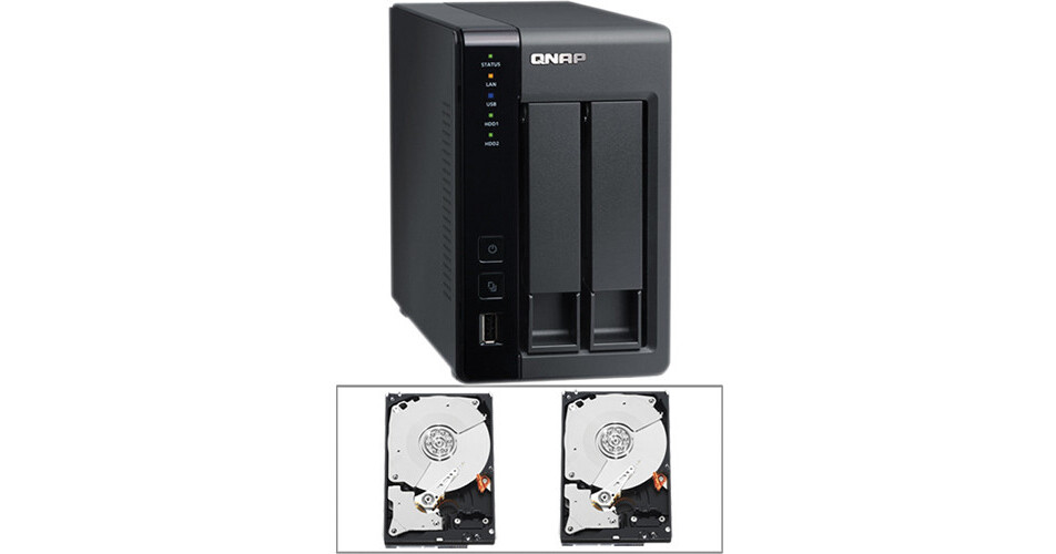 QNAP TS-219P II 2-Bay NAS Server with 4TB (2x2TB) Hard Drives