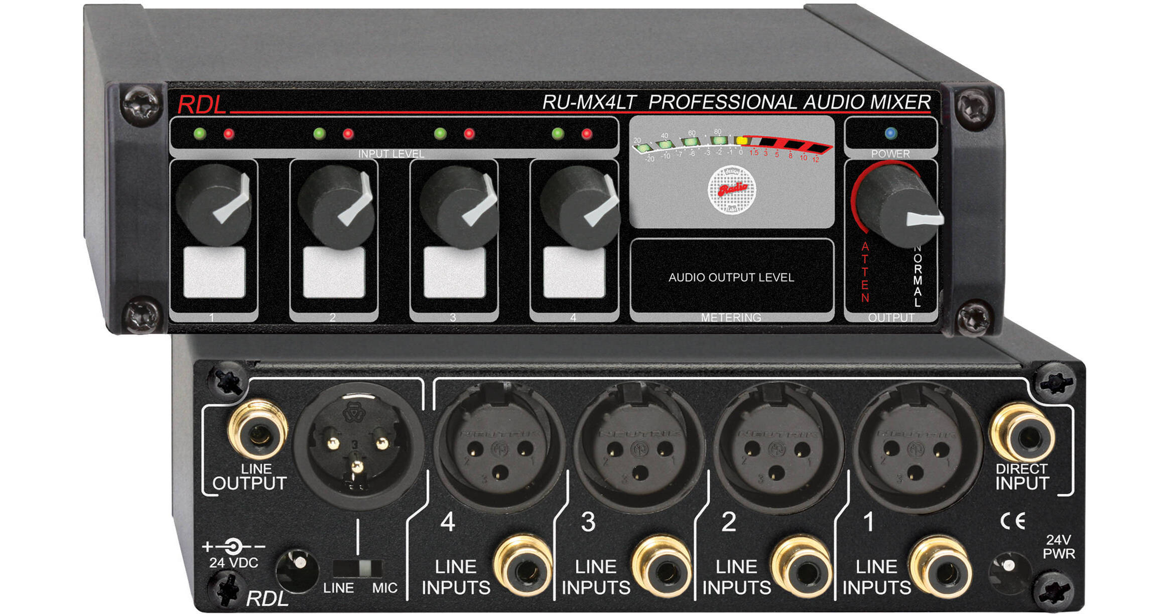 RDL RU-MX4LT 4-Channel Line-Level Mixer with Output RU-MX4LT B&H