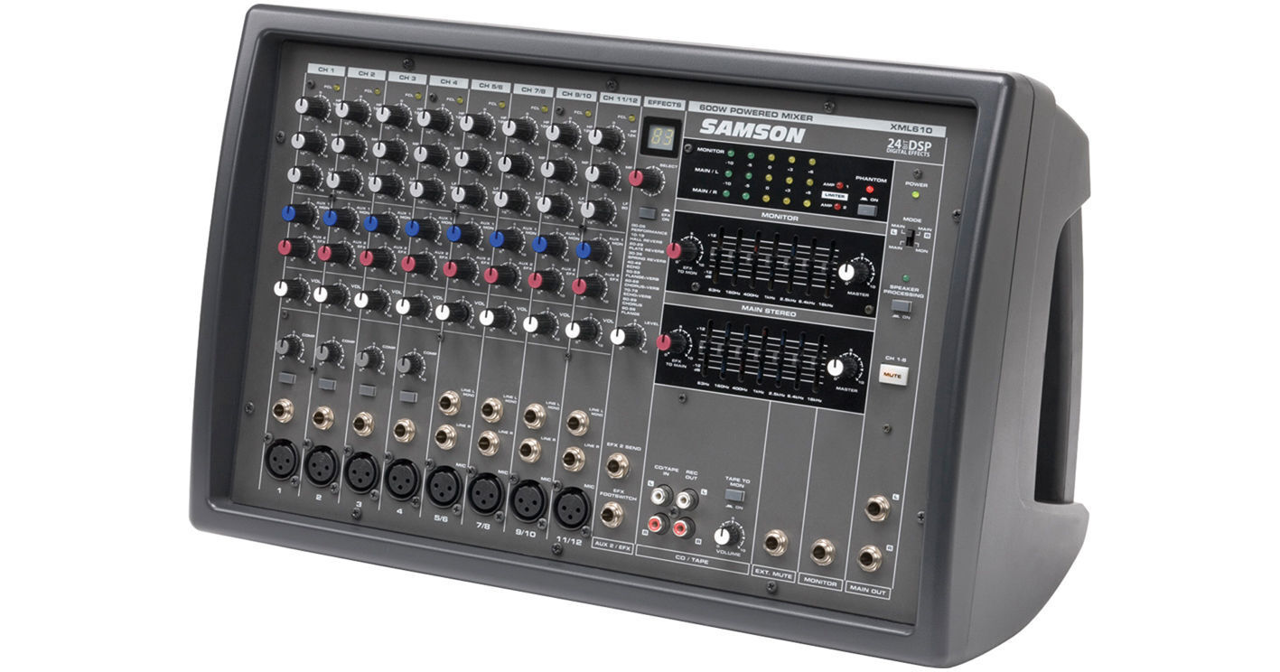 Samson XML610 12-Channel 600W Powered Mixer SAXML610 B&H Photo
