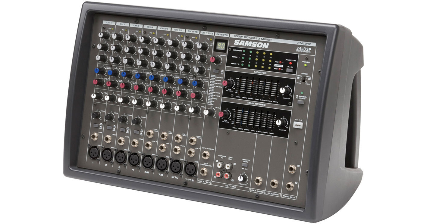 Samson XML910 12-Channel 900W Powered Mixer SAXML910 B&H Photo