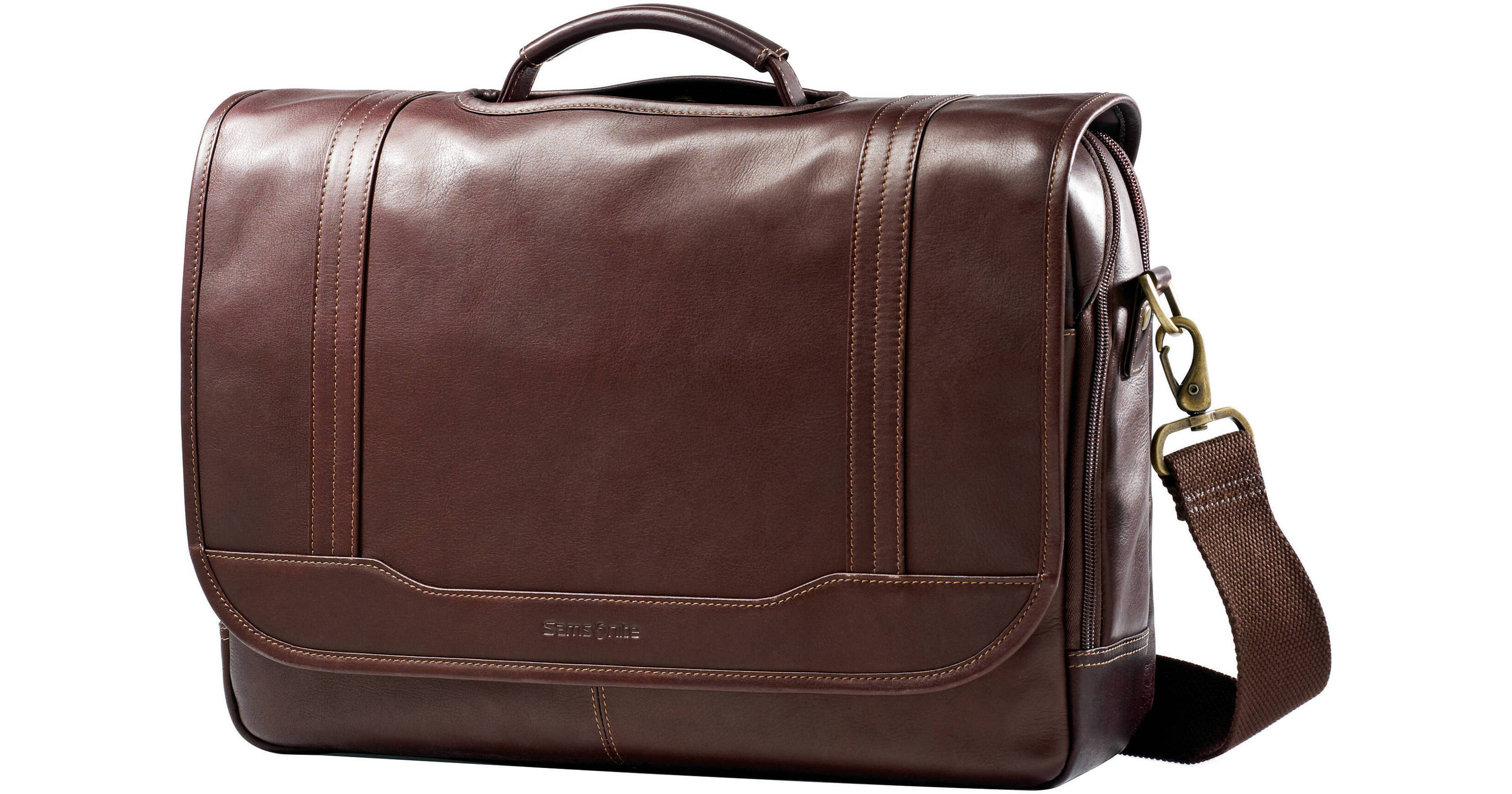 thumbnail image 2 of Samsonite Colombian Leather Flap-Over Old World Heritage Messenger Bag 2 of 12