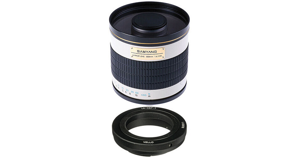 Samyang 500mm f/6.3 Mirror Lens - White with Canon Lens Adapter