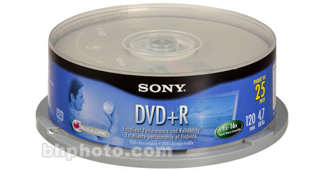 Sony 4.7GB DVD+R Recordable Disc (25) 25DPR47RS4 B&H Photo Video