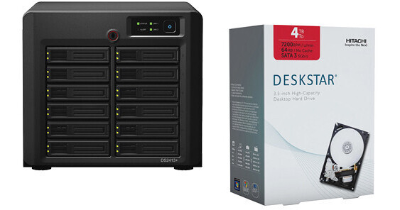Synology 48TB (12x 4TB) DiskStation DS2413+ 12-Bay NAS Server