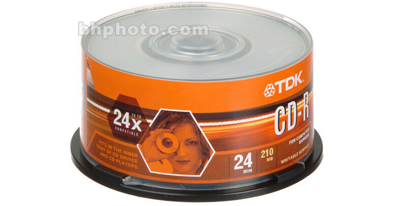 TDK Mini CD-R 210MB 24x Disc (25) CDR24CB25 B&H Photo Video