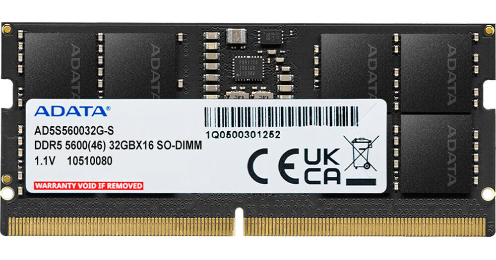ADATA Technology 32GB DDR5 5600 MHz SO-DIMM Memory AD5S560032G-B