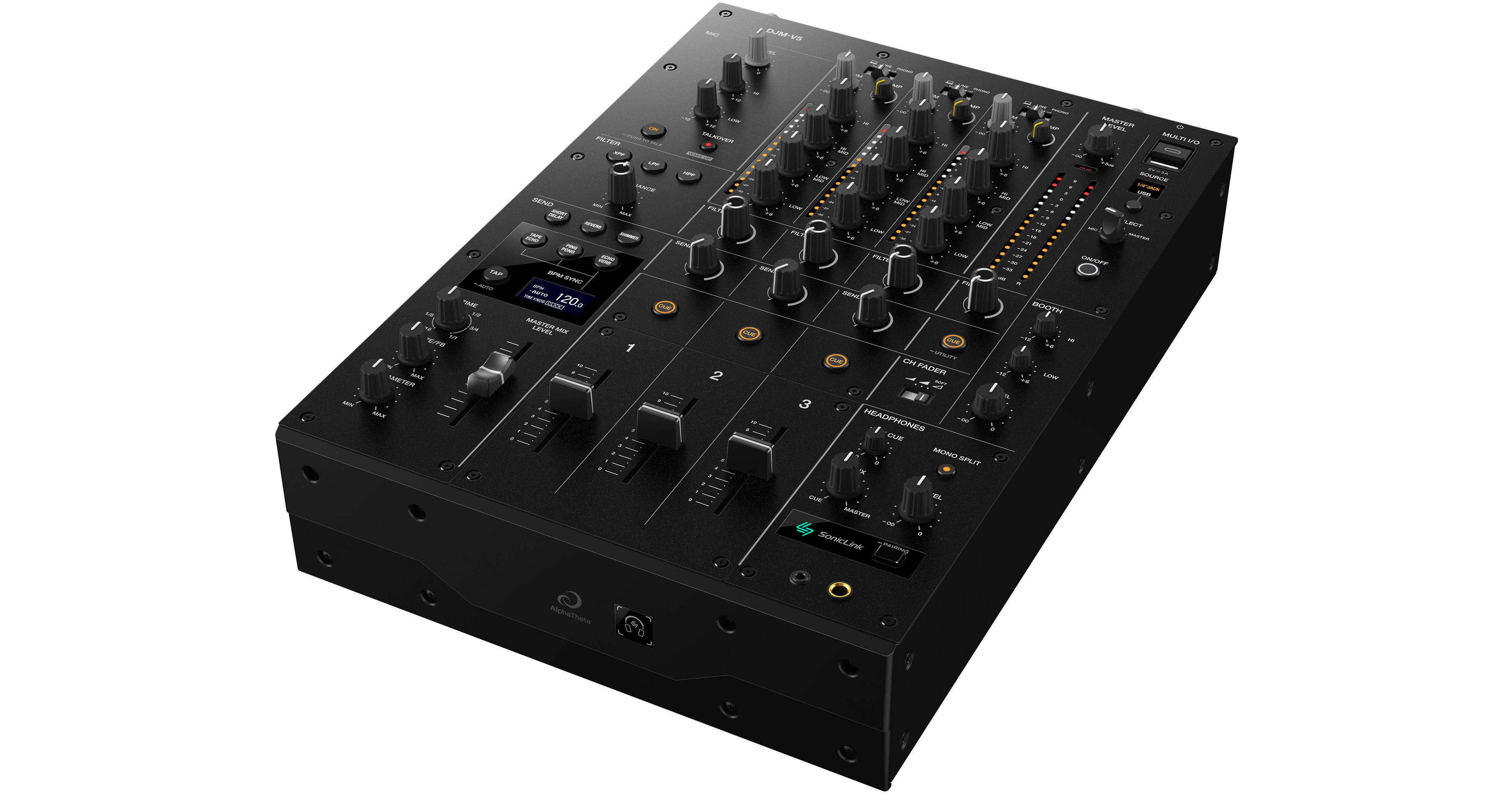 AlphaTheta DJM-V5 3-Channel Professional DJ Mixer (Black) DJM-V5