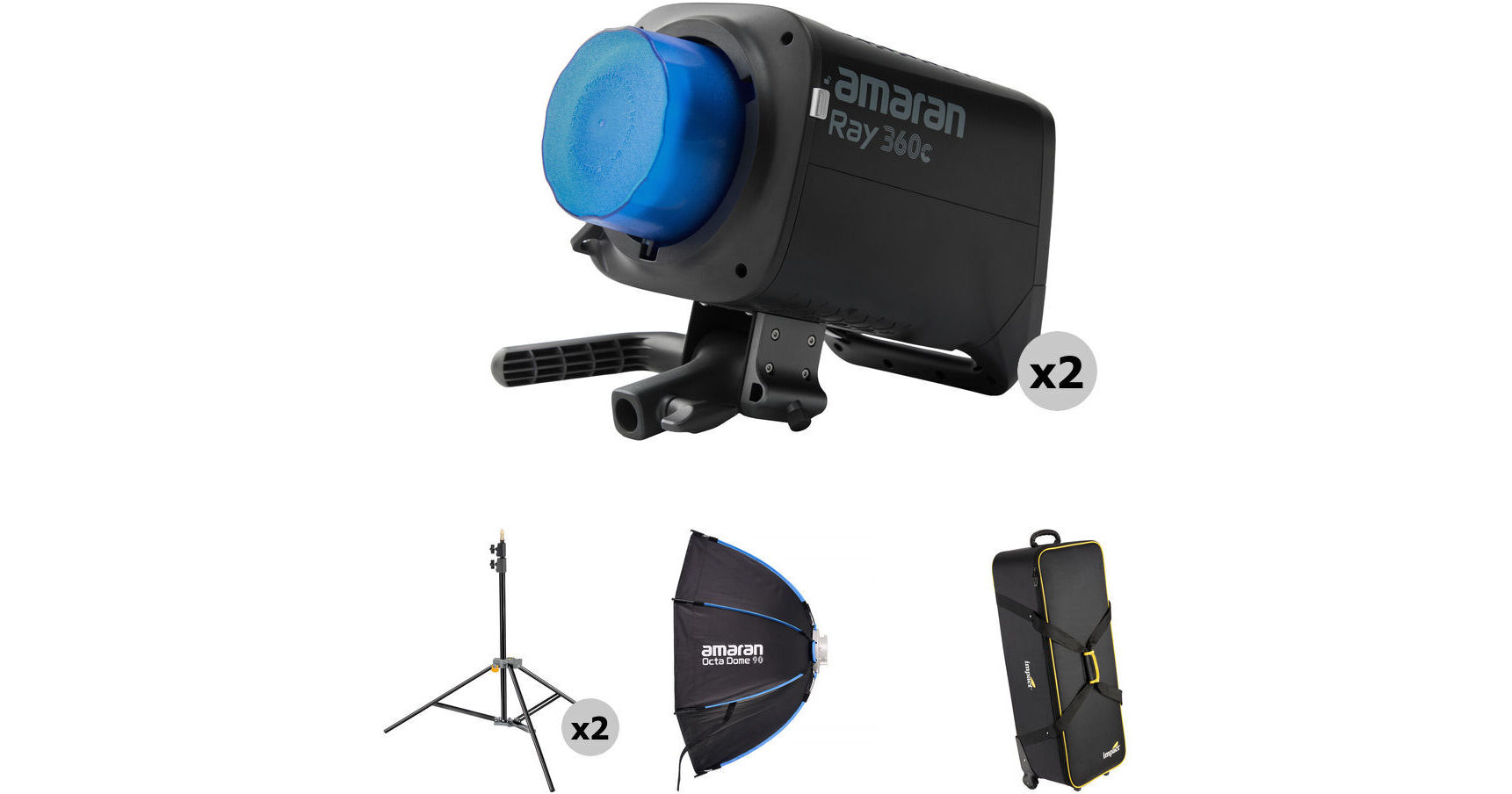 amaran Ray 360c RGB LED Monolight with Light Dome and Stand
