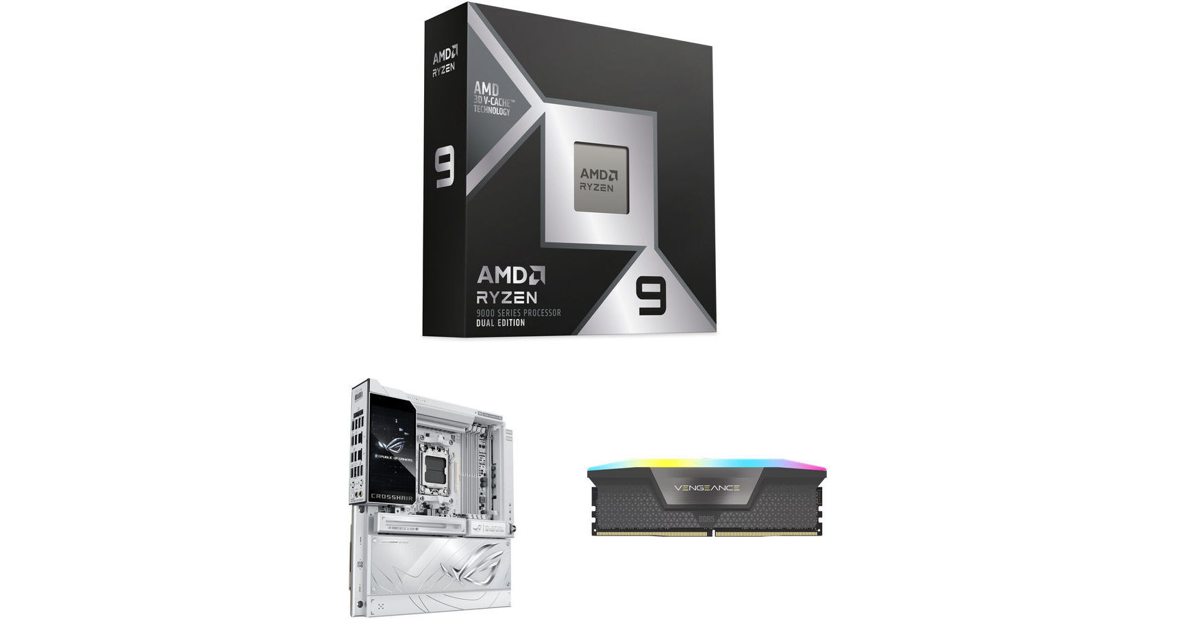 CPU AMD Ryzen 9 9950X3D2 Dual Edition AMD Ryzen 9 9950X3D2 with ASUS ROG Crosshair X870-E Glacial &