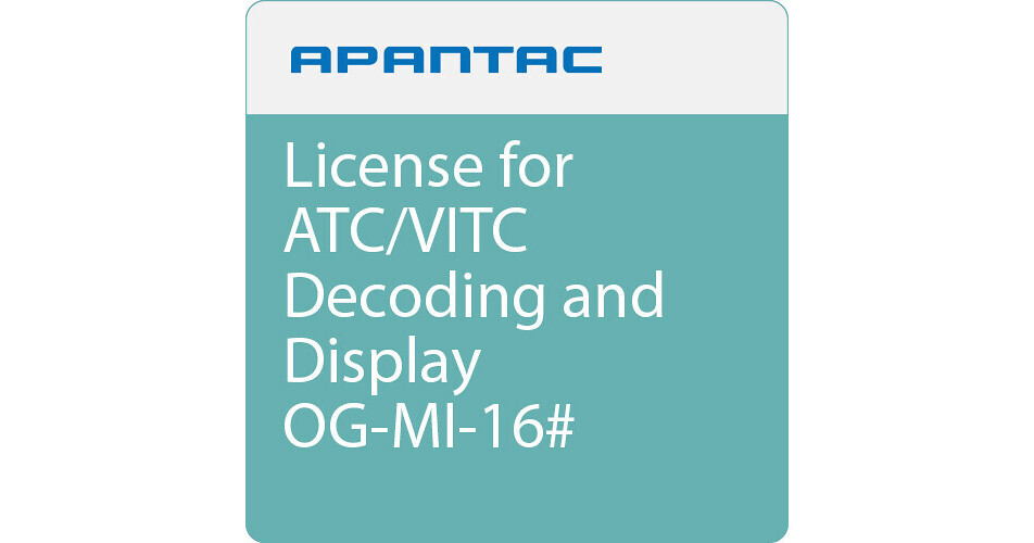 Apantac OG-MI-16# License for ATC/VITC ATC/VITC-LICENSE-OG-MI-16