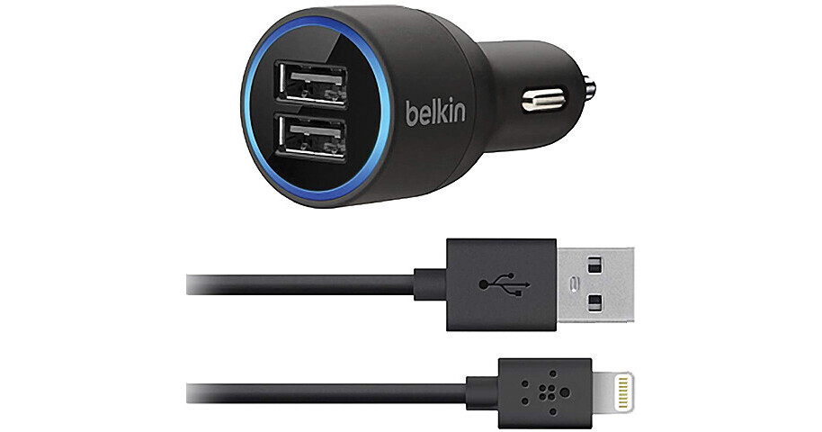 Belkin 2-Port Car Charger with Lightning to USB F8J071BT04-BLK