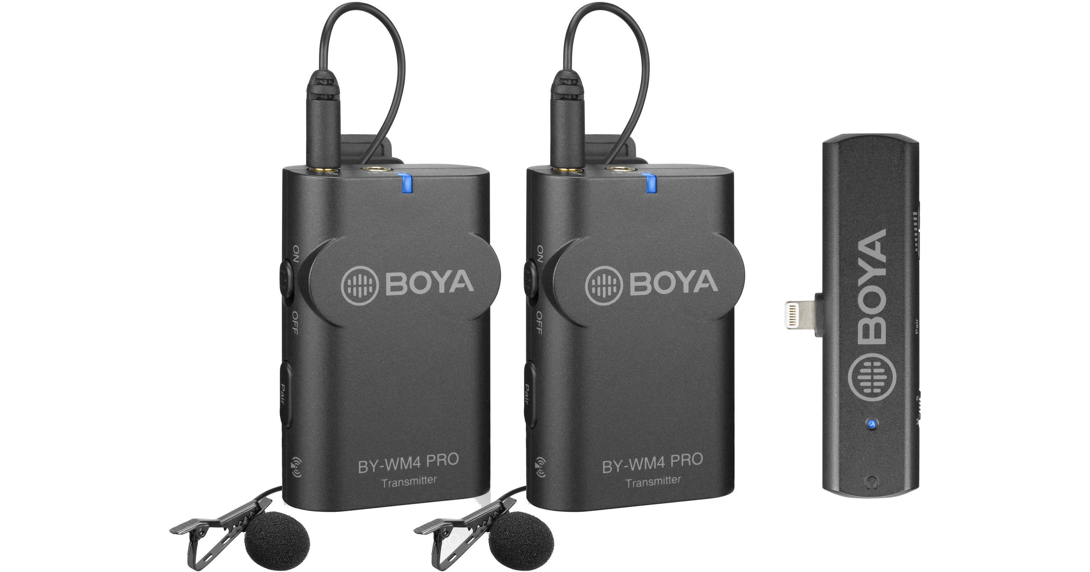 BOYA BY-WM4 PRO K4-2.4GHzワイヤレスピンマイクシステム ステレオ/モノラルモード切替 カメラマイク 内蔵マイク/外部マイク BOYA BY-WM4 PRO-K4 Two-Person Digital Wireless Omni BY-WM4