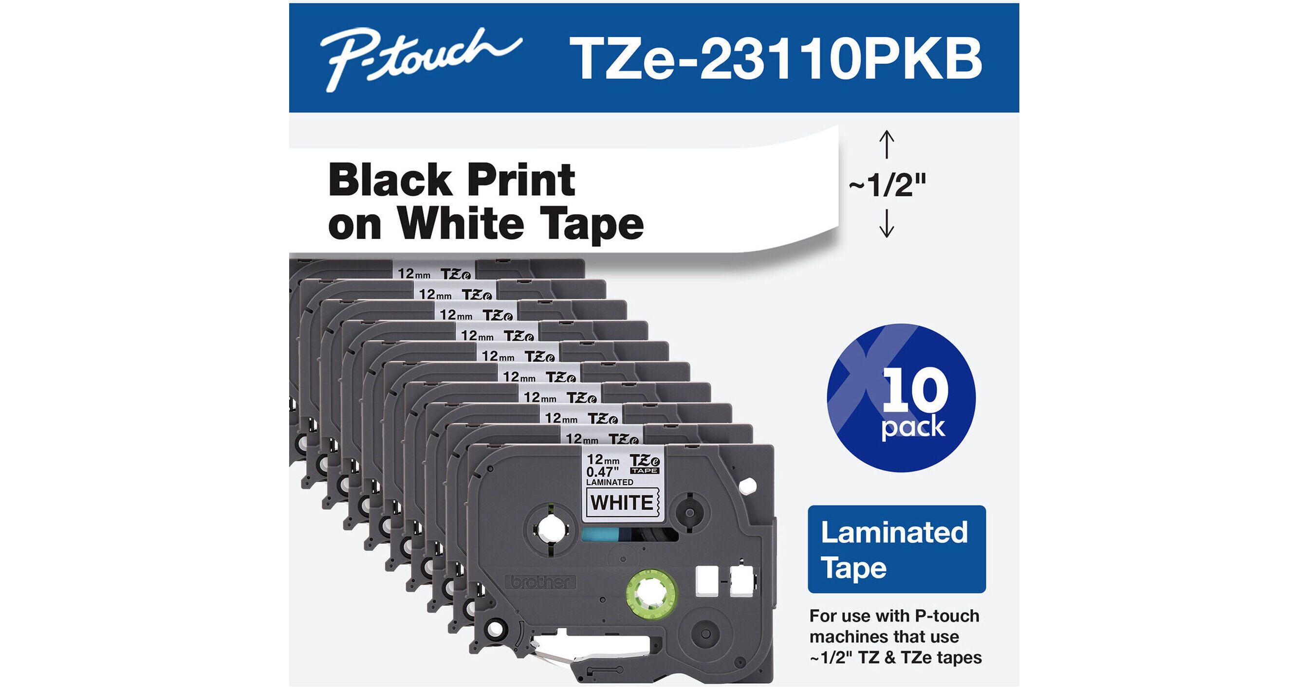 Brother TZe231 Laminated Tape for P-Touch Labelers TZE23110PKB