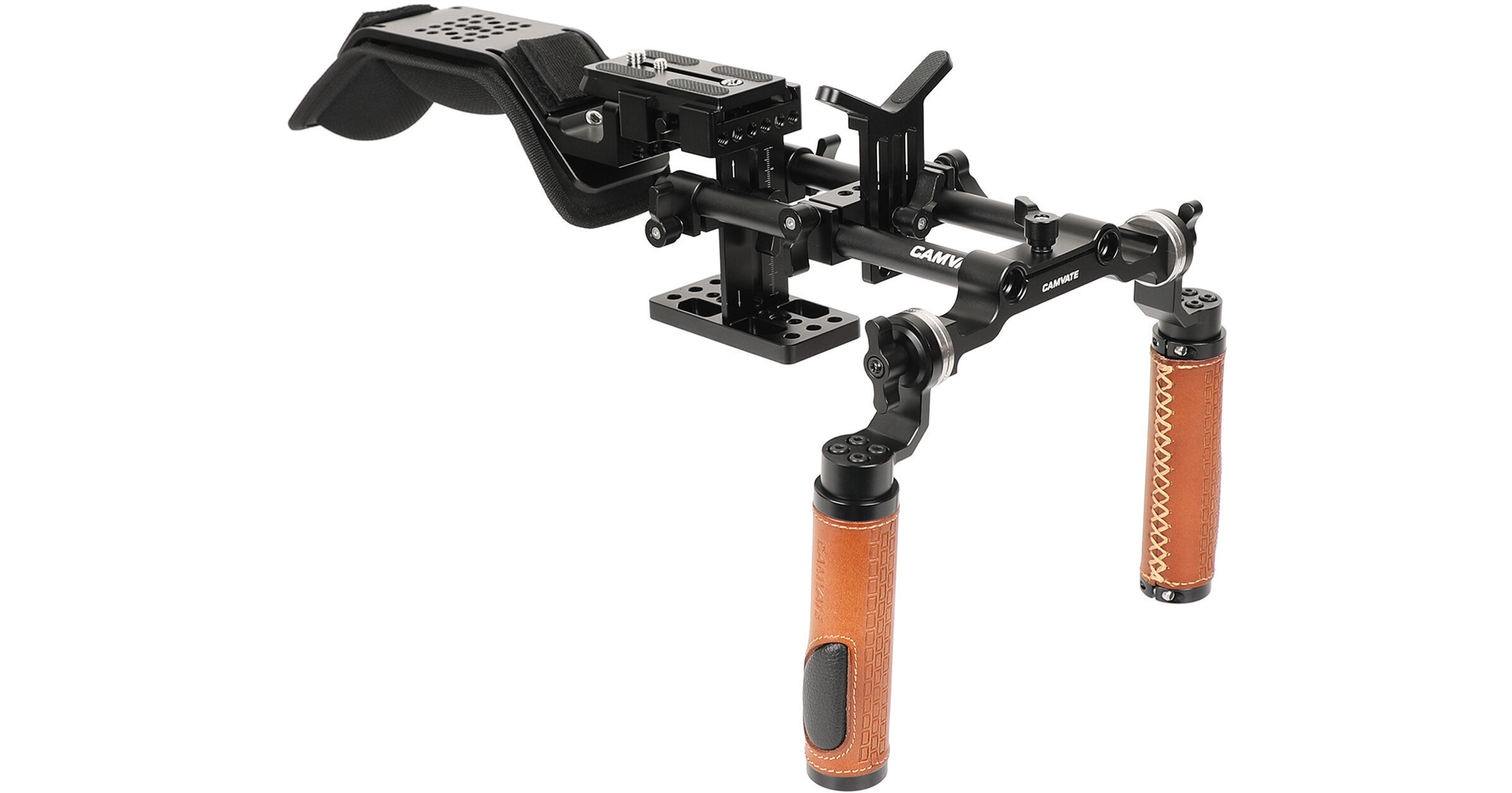 CAMVATE Shoulder Rig with QR Baseplate, Lens Support & Dual
