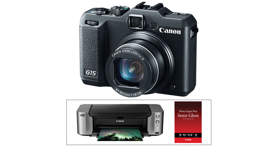 Canon PowerShot G15 Digital Camera with Inkjet Printer Kit B&H