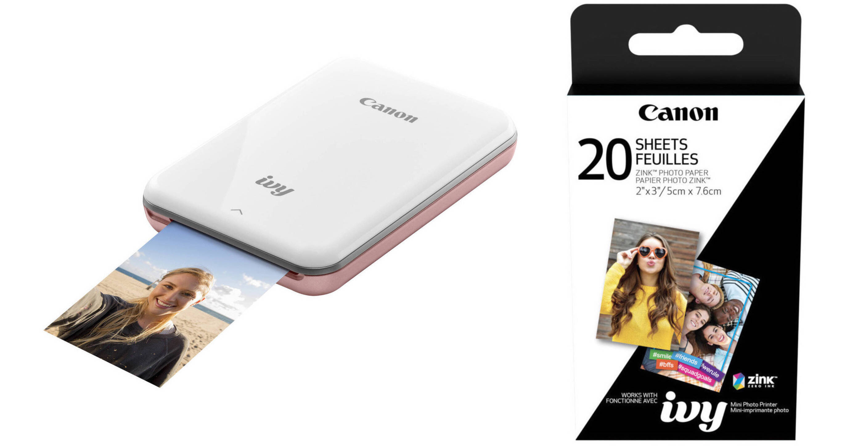 Canon IVY Mini Smartphone Printer (Rose Gold) with 2 x 3