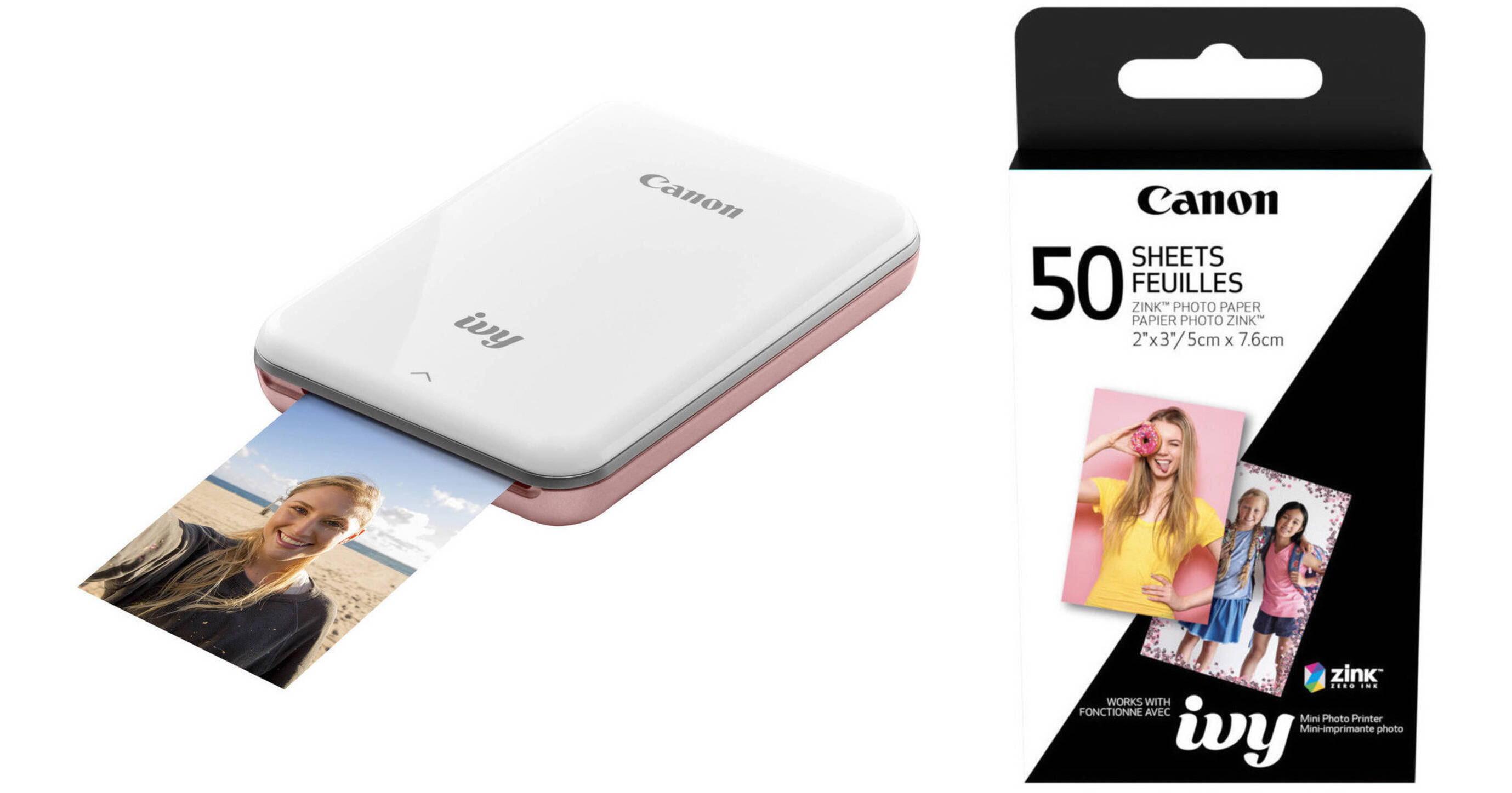 Canon IVY Mini Smartphone Printer (Rose Gold) with 2 x 3