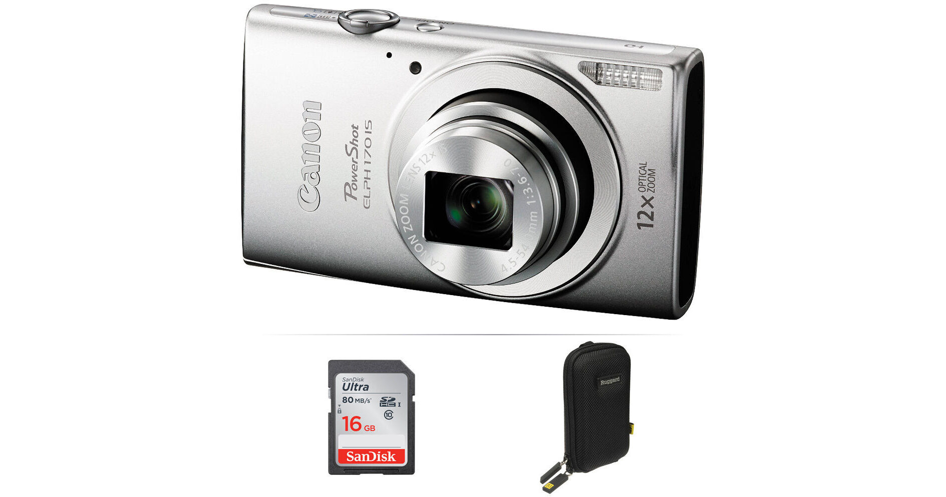 Canon PowerShot ELPH 170 IS Digital Camera Basic Kit (Silver)