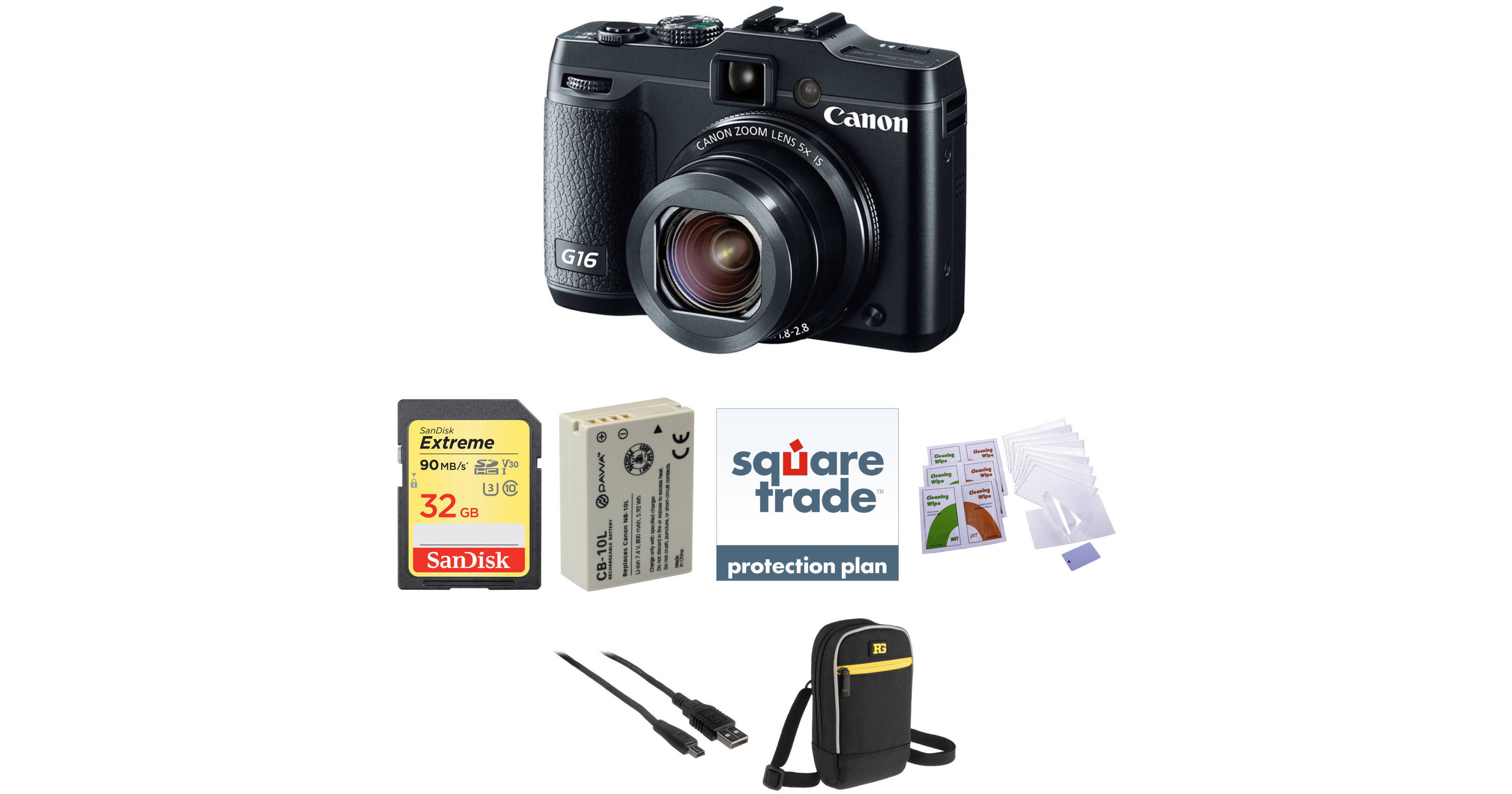 Canon PowerShot G16 Point-and-Shoot Camera Deluxe Kit B&H Photo