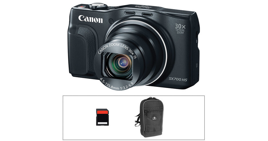 Canon PowerShot SX700 HS Digital Camera Basic Kit (Black) B&H