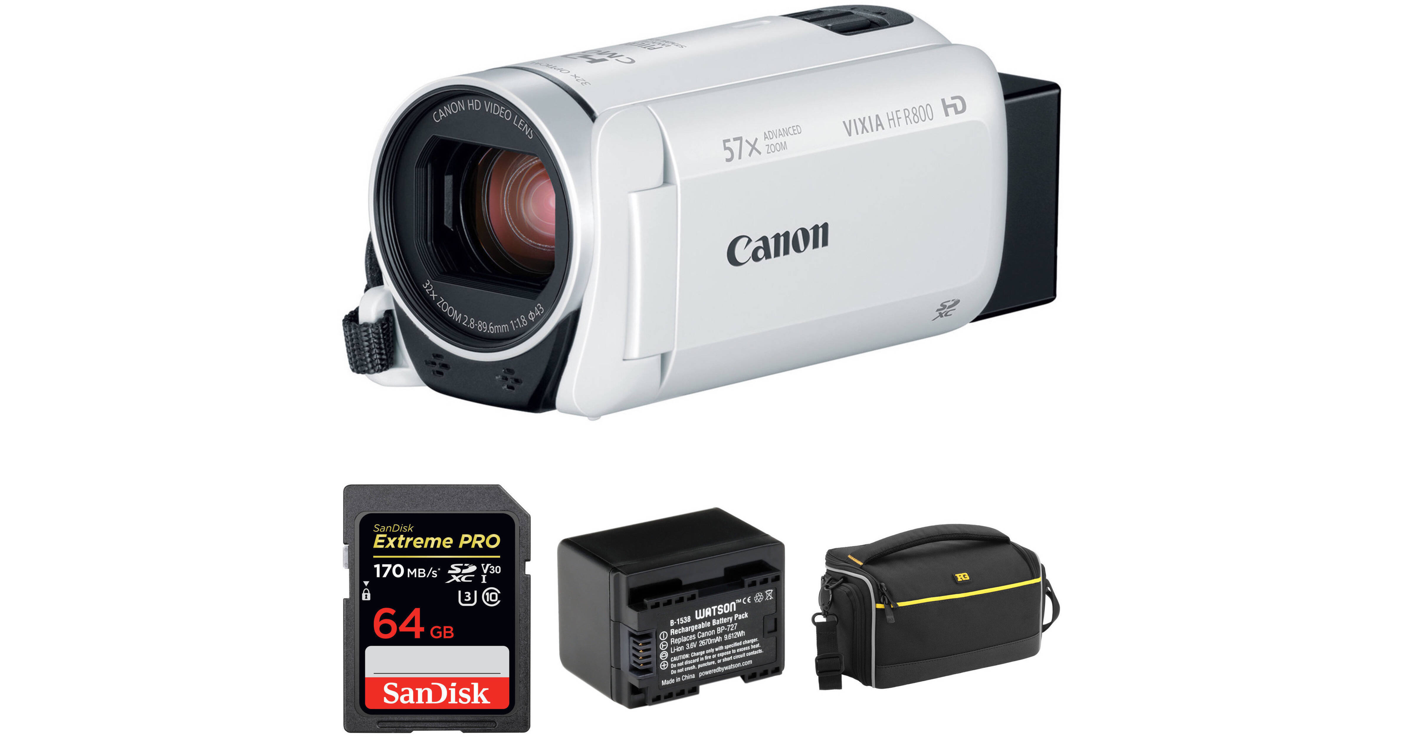 Canon VIXIA HF R800 HD Camcorder Basic Kit (White) B&H Photo