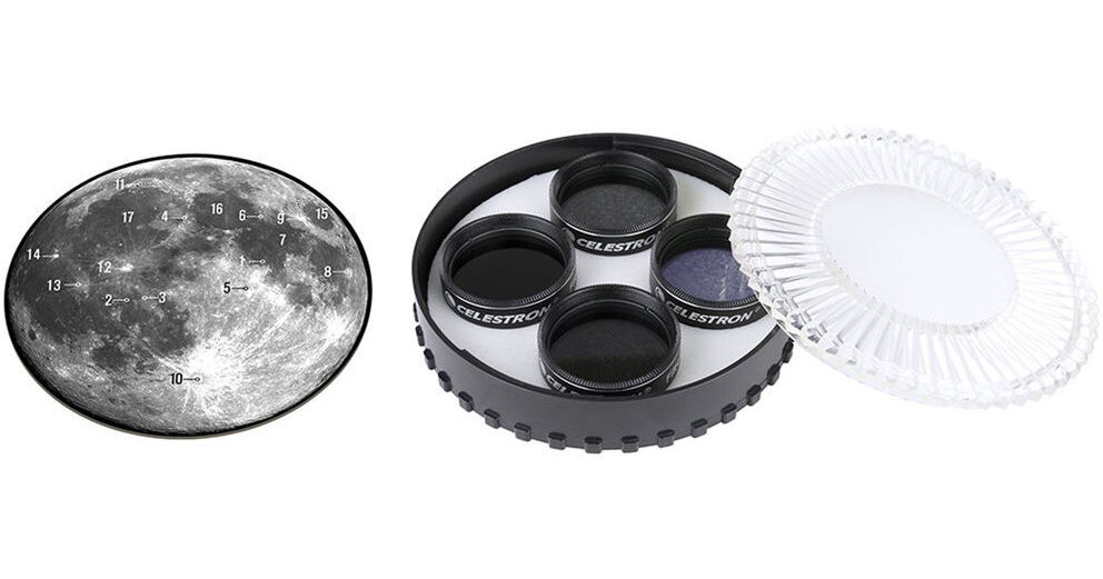 Celestron Moon Filter Telescope Kit - 3 Neutral Density Filters + Sky Glow Filter & Moon Map For Enhanced Lunar Viewing